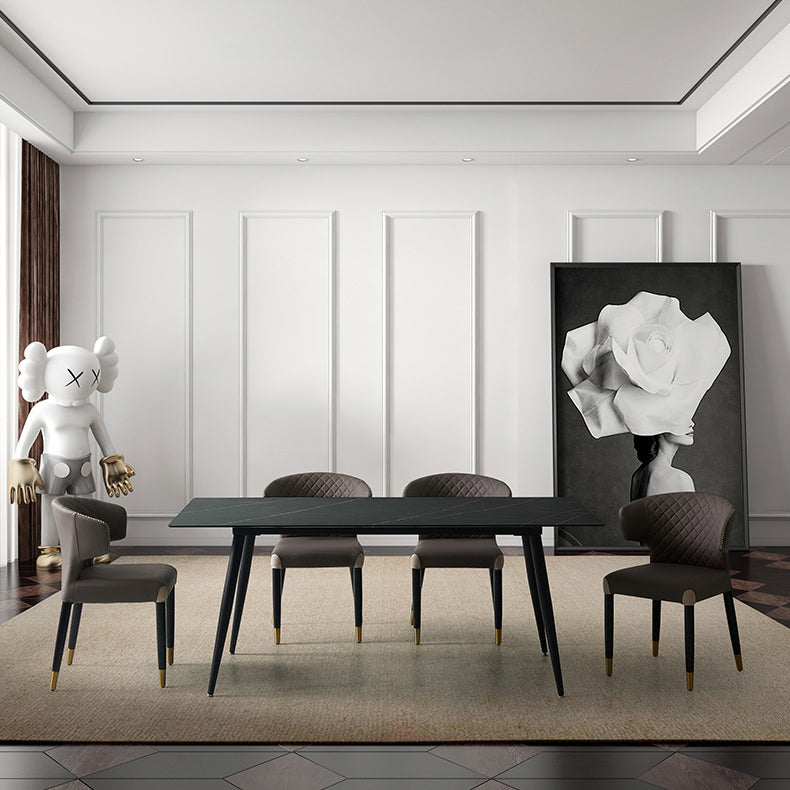 Minimalist Microfiber Wood Arc Dining Chair