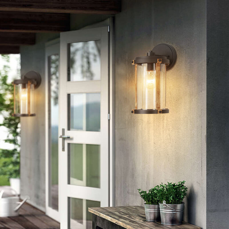 Industrial Cylindrical Glass Outdoor Wall Lamp — 220V-240V For UK/AU