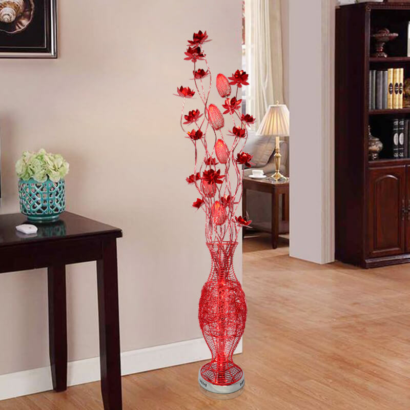 Modern vase flower blue aluminum floor lamps — 220V-240V (UK/AU)