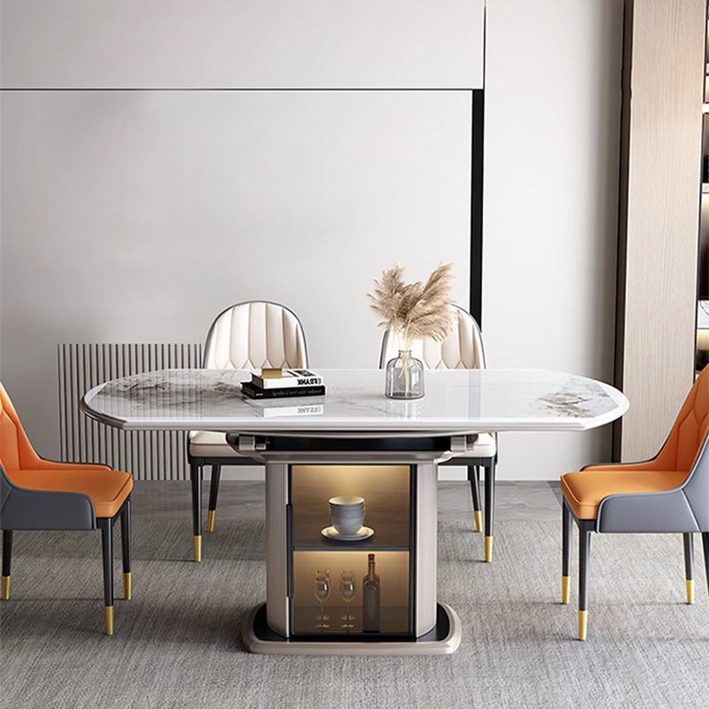 Nordic Elliptical Slab Wood Glass Dining Table — 1 Table