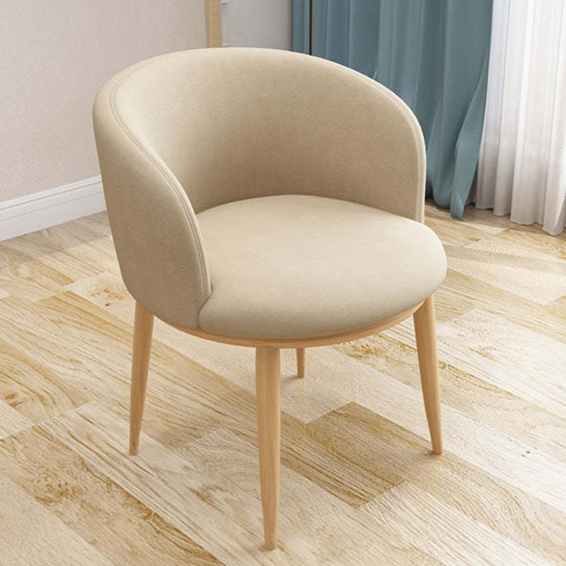 Nordic Curved Flannel Wood Vanity Stool — Beige