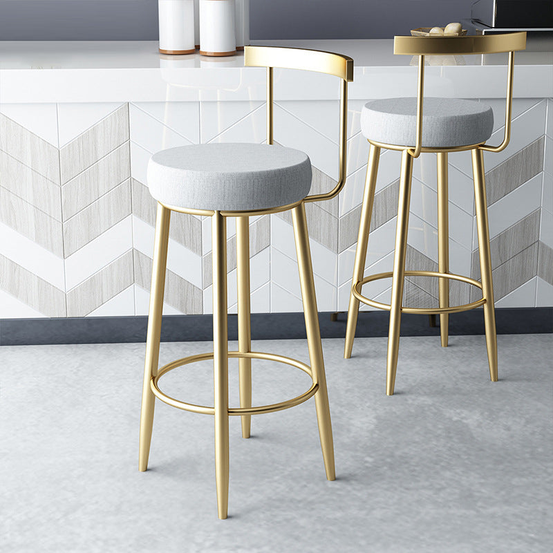 Minimalist Iron Fabric Round Bar Stool