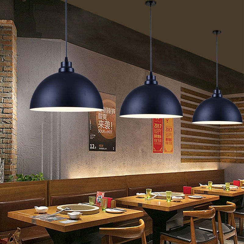 Industrial Iron Dome Pot Lid Pendant Light