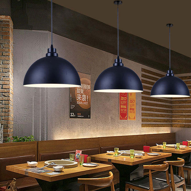 Industrial Iron Dome Pot Lid Pendant Light
