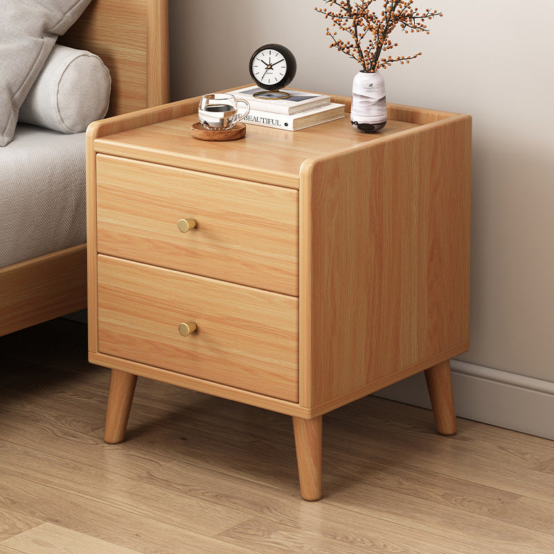 Chinese Wood 2-Drawer Nightstand — Walnut