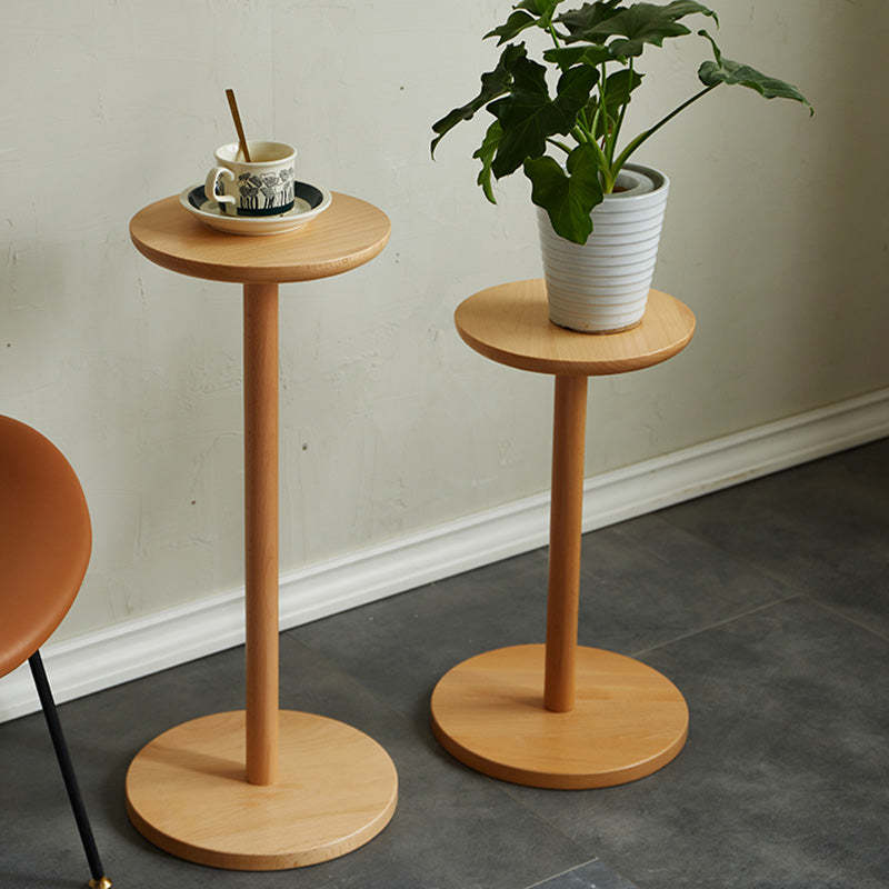 Minimalist Round Wood End Table — Wood Color