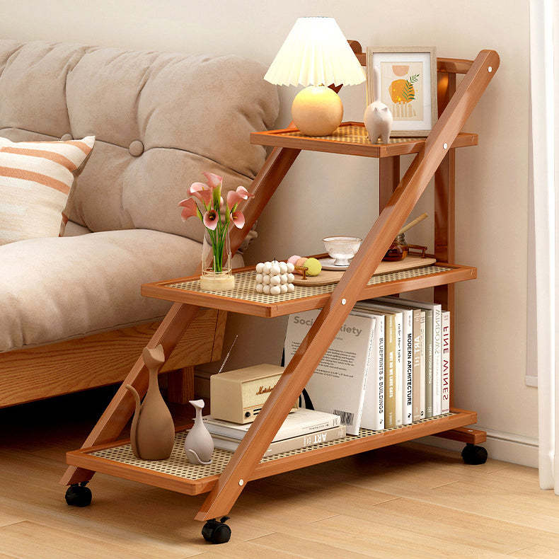 Minimalist Wood Plastic Rattan Acrylic End Table