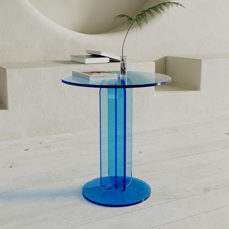 Minimalist Round Acrylic Coffee Table — Brown