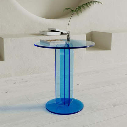 Minimalist Round Acrylic Coffee Table — Brown