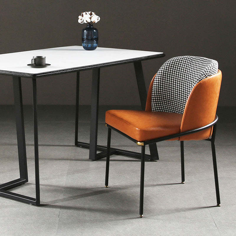 Vintage Leather Metal Dining Chair