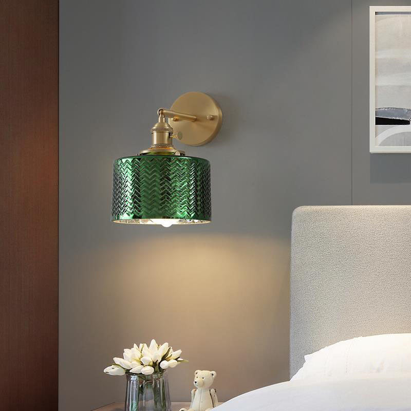 Nordic Minimalist Brass Cylinder Sconce — Green / 220V-240V For UK/AU