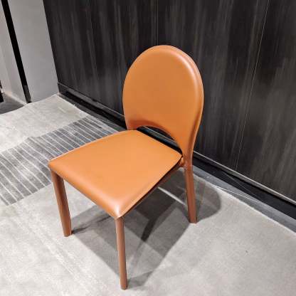 Minimalist Saddle Leather Steel Dining Chair