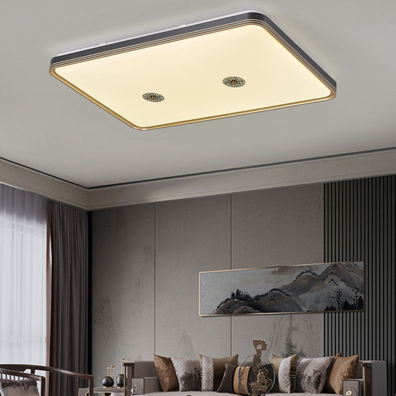 Chinese Square Geometric Acrylic LED Flush Mount Light