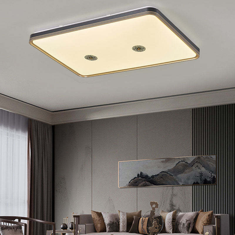 Chinese Square Geometric Acrylic LED Flush Mount Light