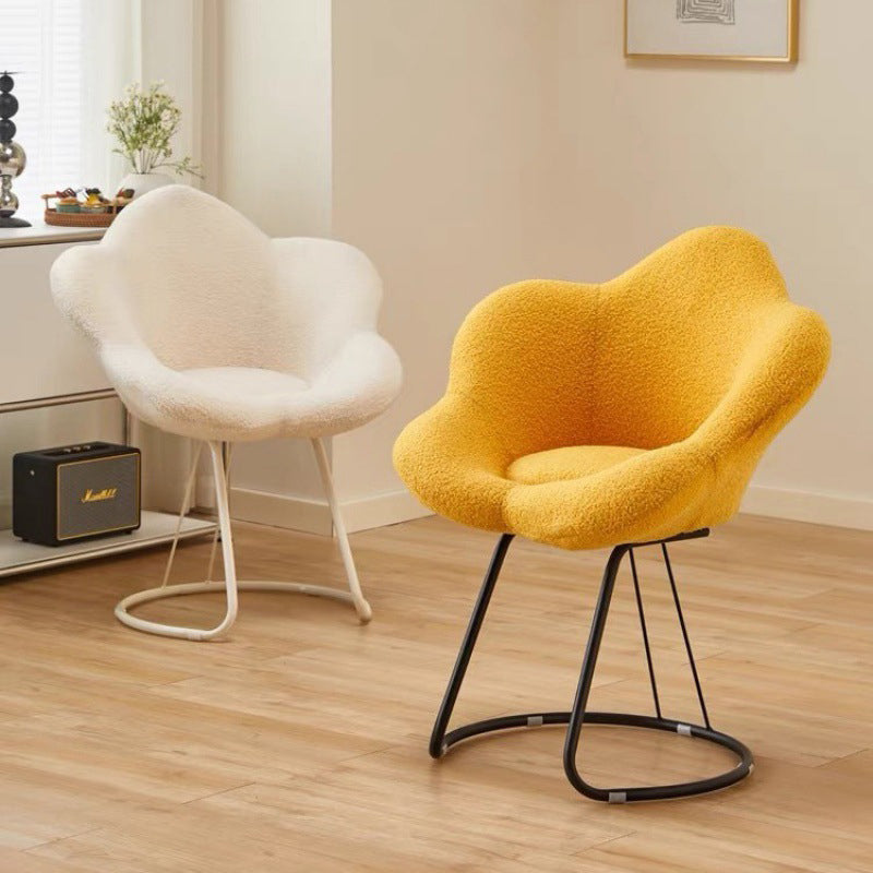 Minimalist Plum Lambswool Metal Vanity Stool
