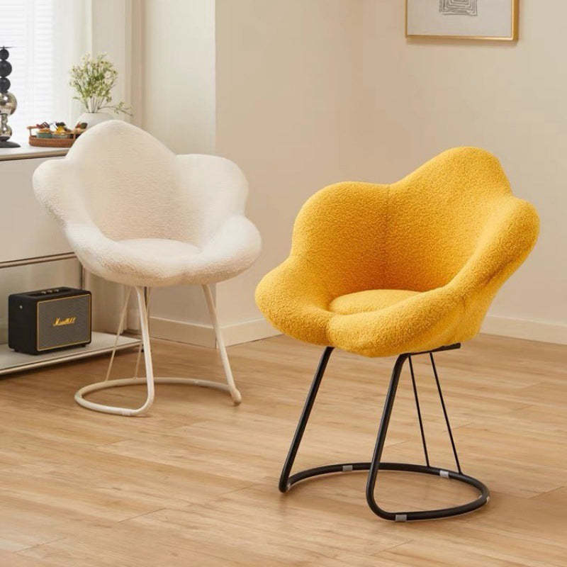 Minimalist Plum Lambswool Metal Vanity Stool — White Fixed Shelf / White