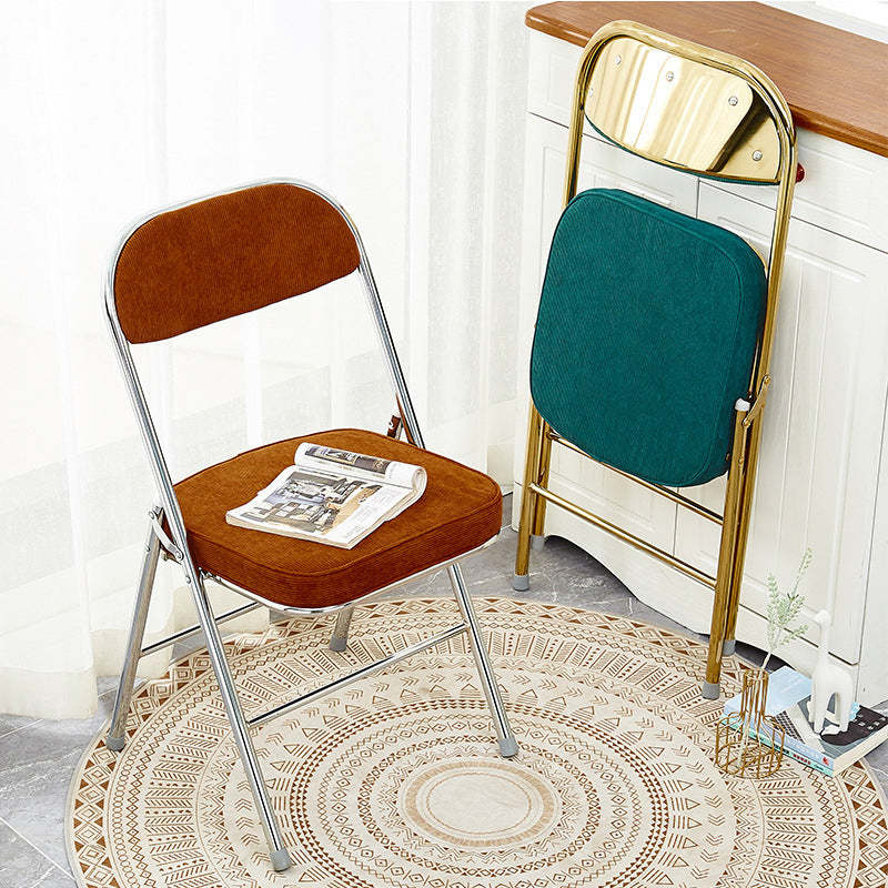 Vintage Velvet Steel Foldable Dining Chair — Gold Frame / Dark Green