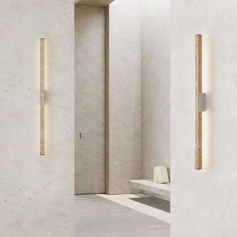 Japanese Wabi-Sabi Yellow Travertine Long Wall