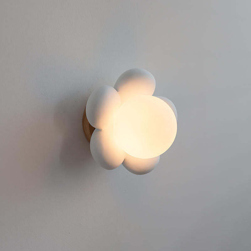 Modern Flower Glass Ceramic Kids Sconce