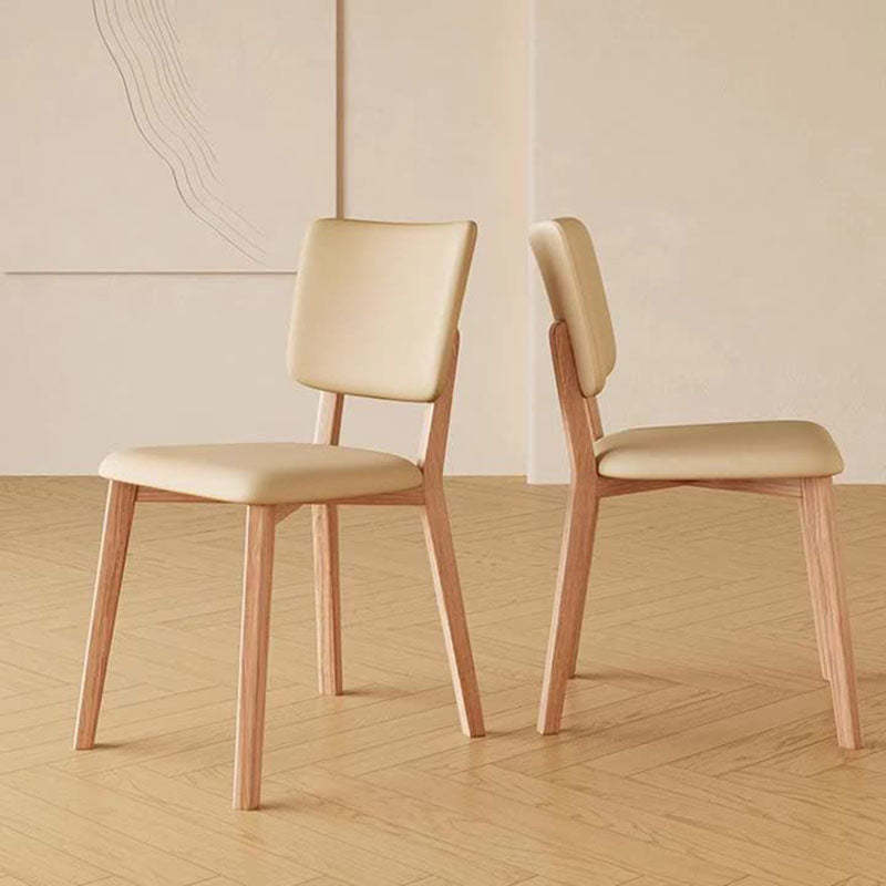 Minimalist Square Wood Leather Armless Chair