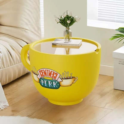 Contemporary Cup Column Glass Resin Coffee Table