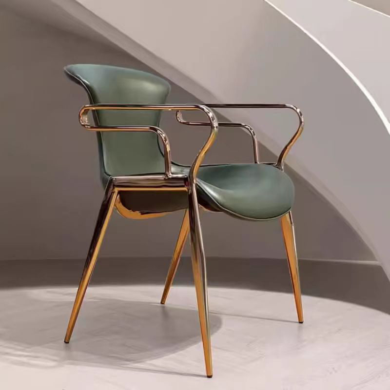 Contemporary Leather Carbon Steel Dining Chair