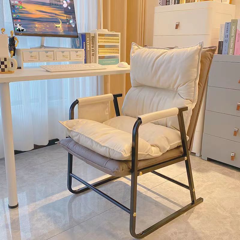 Minimalist Rectangular Leather Steel Armchair