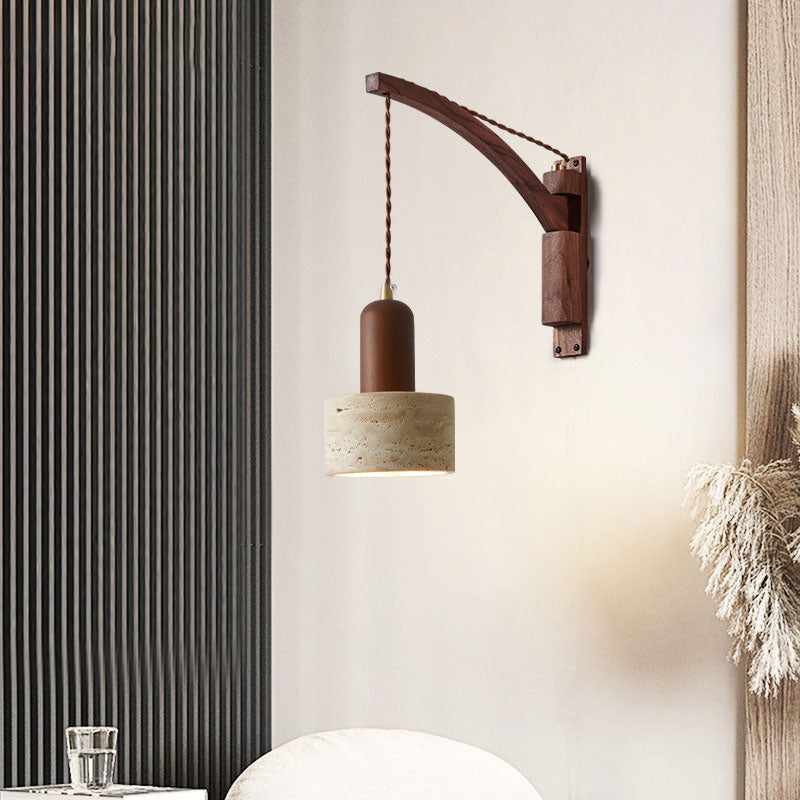 Japanese Wabi-Sabi Solid Wood Glass Horn Sconce