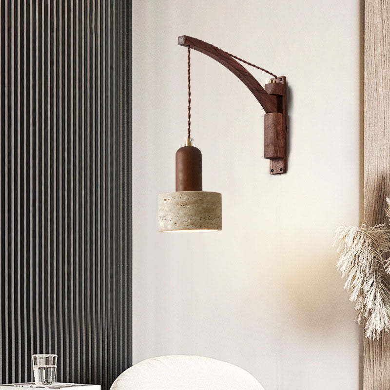 Japanese Wabi-Sabi Solid Wood Glass Horn Sconce