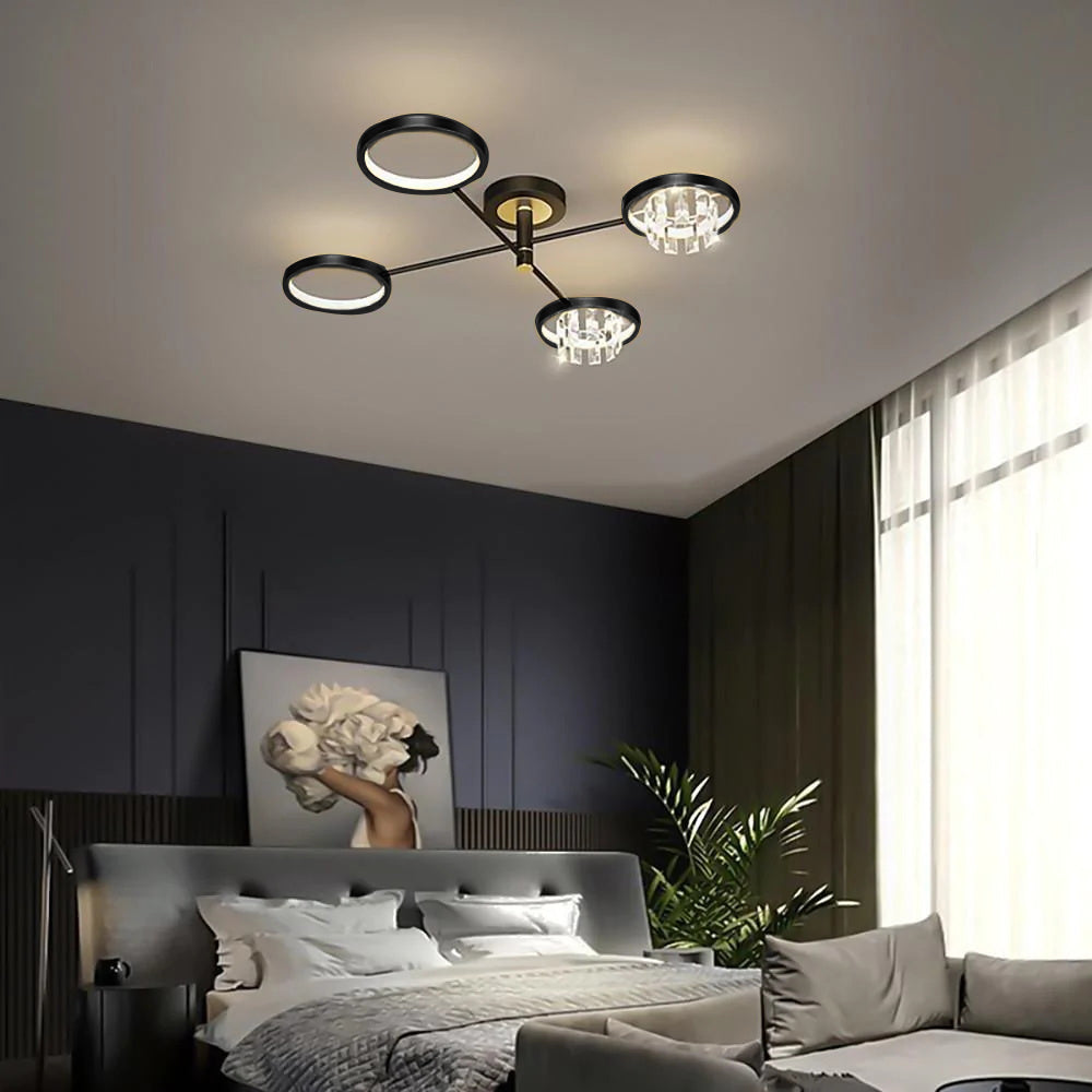 Geometric Crystal Metal Multi-Light Flush Mount