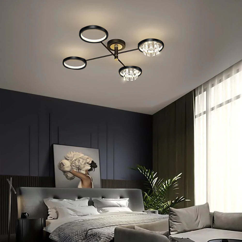 Geometric Crystal Metal Multi-Light Flush Mount