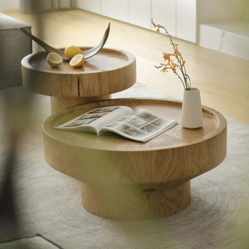 Japanese Round Wood Coffee Table
