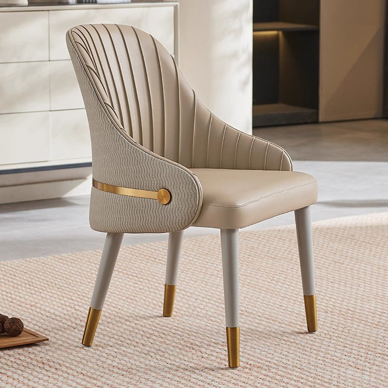 Minimalist Pleated Leather Metal Dining Chair