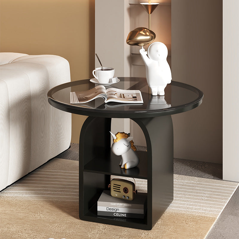 Minimalist Glass Iron 3-Tier Coffee Table