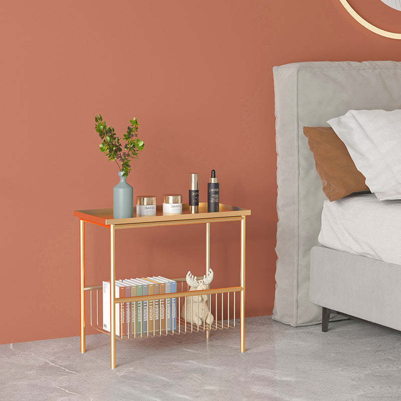 Scandinavian Iron 2-Tier Storage Side Table — Pink