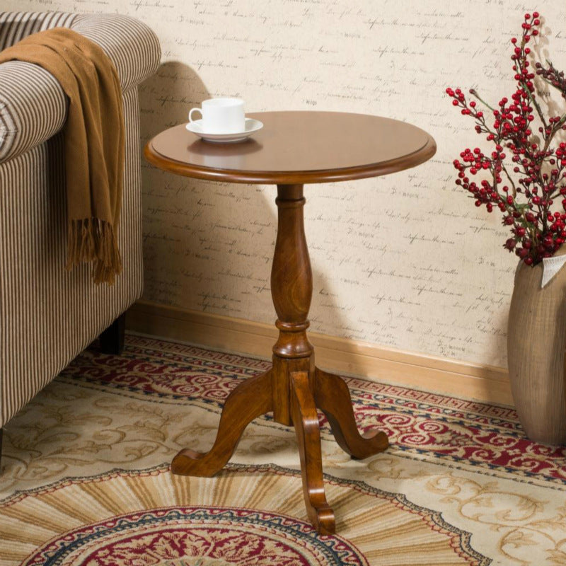 European Wood Tripod End Table — White