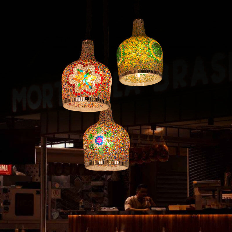 Modern Stained Glass Bottle Pendant Light