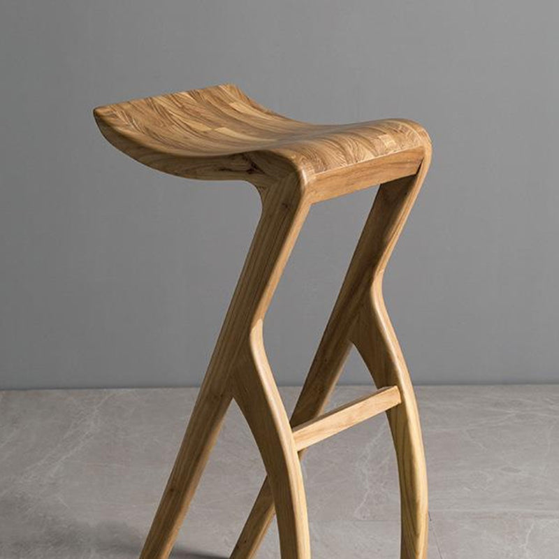 Japanese Curved Ash Wood Bar Stool