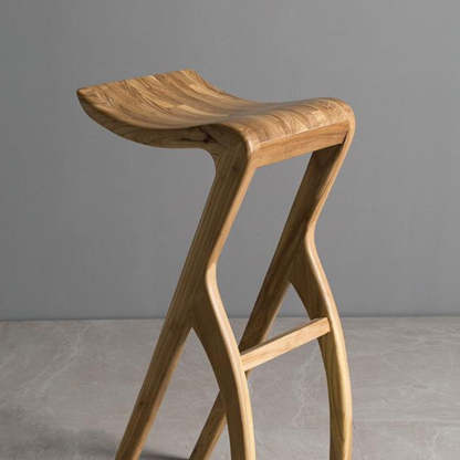 Japanese Curved Ash Wood Bar Stool