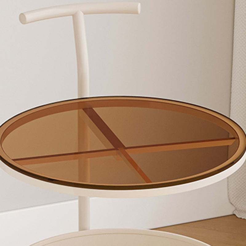 Contemporary Luxury Steel Glass 2-Tier End Table