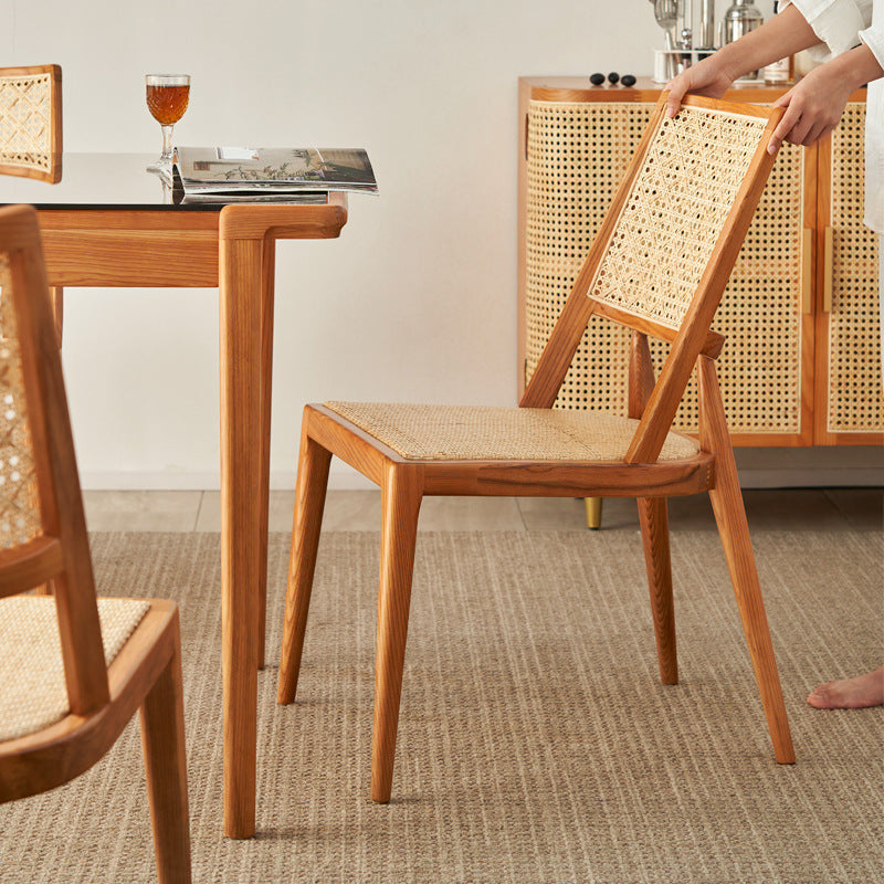 Vintage Rattan Woven Wood Dining Chair