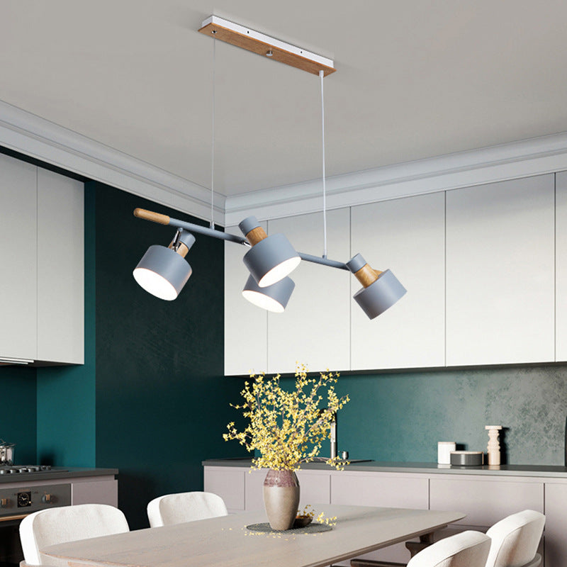 Nordic Macaron Color Wood Iron Island Chandelier