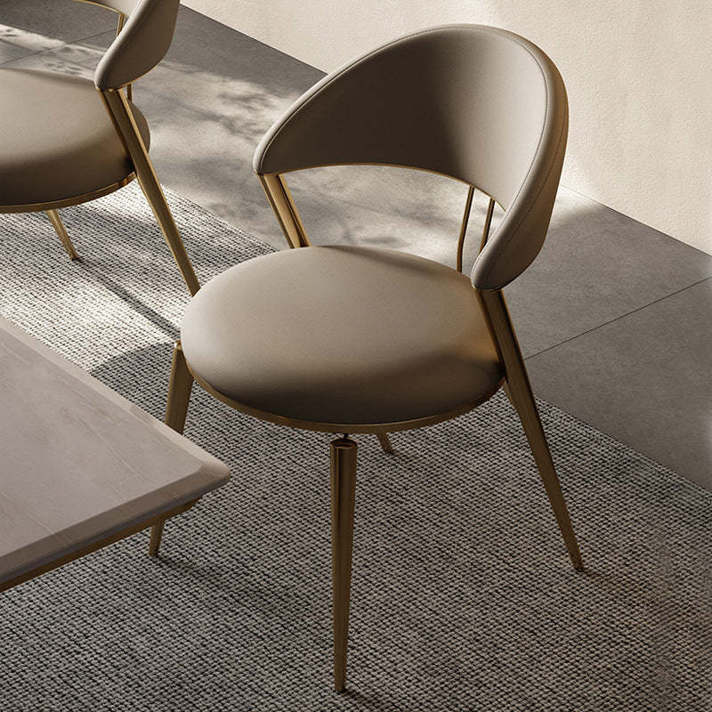 Modern Cushion Microfiber Leather Steel Dining Chair