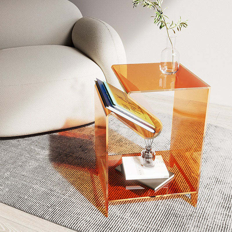 Minimalist Square Acrylic 2-Tier End Table