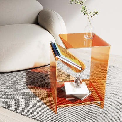 Minimalist Square Acrylic 2-Tier End Table