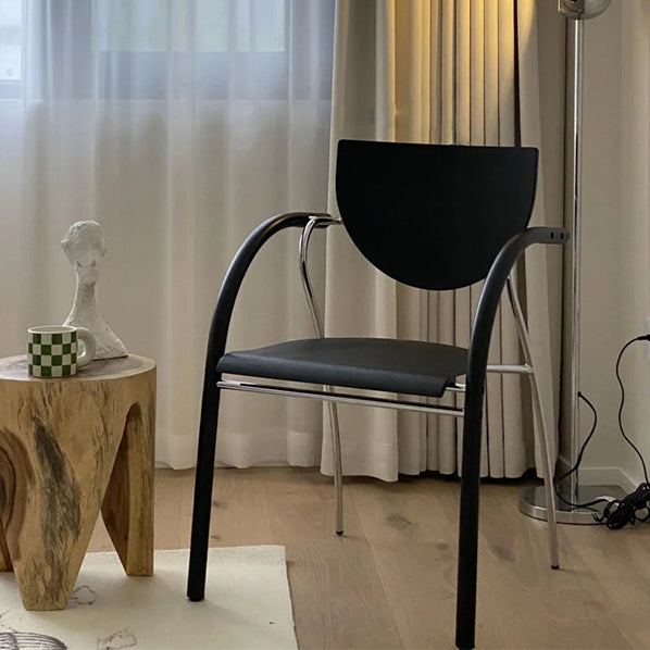 Nordic Semicircular Wood Leather Metal Chair