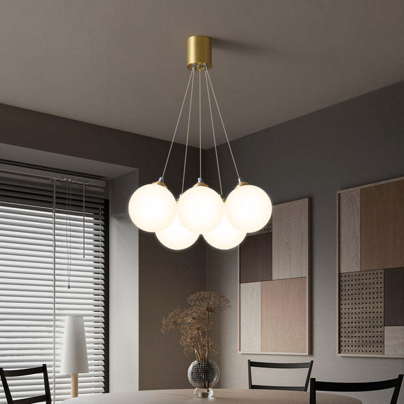 Nordic Luxe Glass Balloon Brass Chandelier