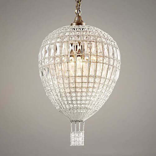 French Vintage Hot Air Balloon Crystal Chandelier