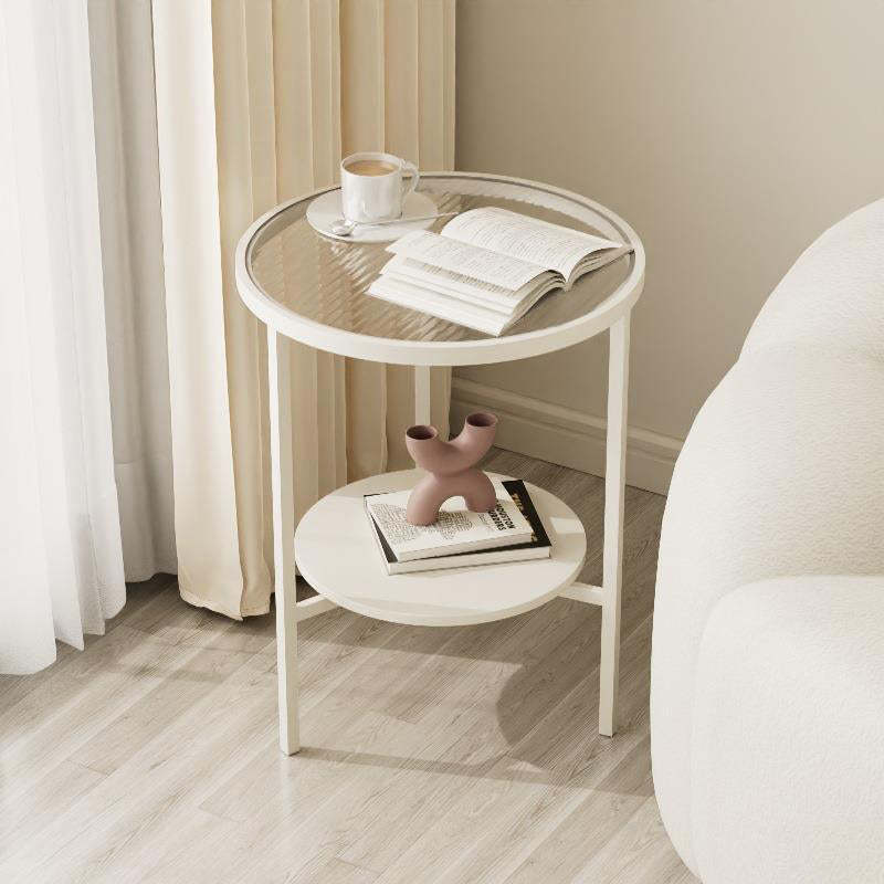 Minimalist Glass Sintered Stone Round Coffee Table 1-Shelf