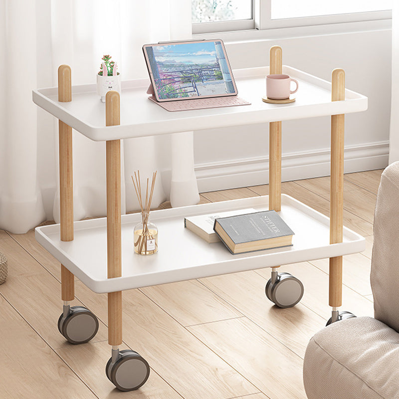 Minimalist Wood Metal Square Coffee Table 2-Shelf — White